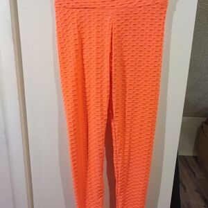 Bright Orange Tik Tok Anti- cellulite Leggings Size L